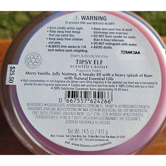 BATH & BODY WORKS Tipsy Elf Vanilla Nutmeg Butter Rum CANDLE 3 WICK - Picture 7 of 10